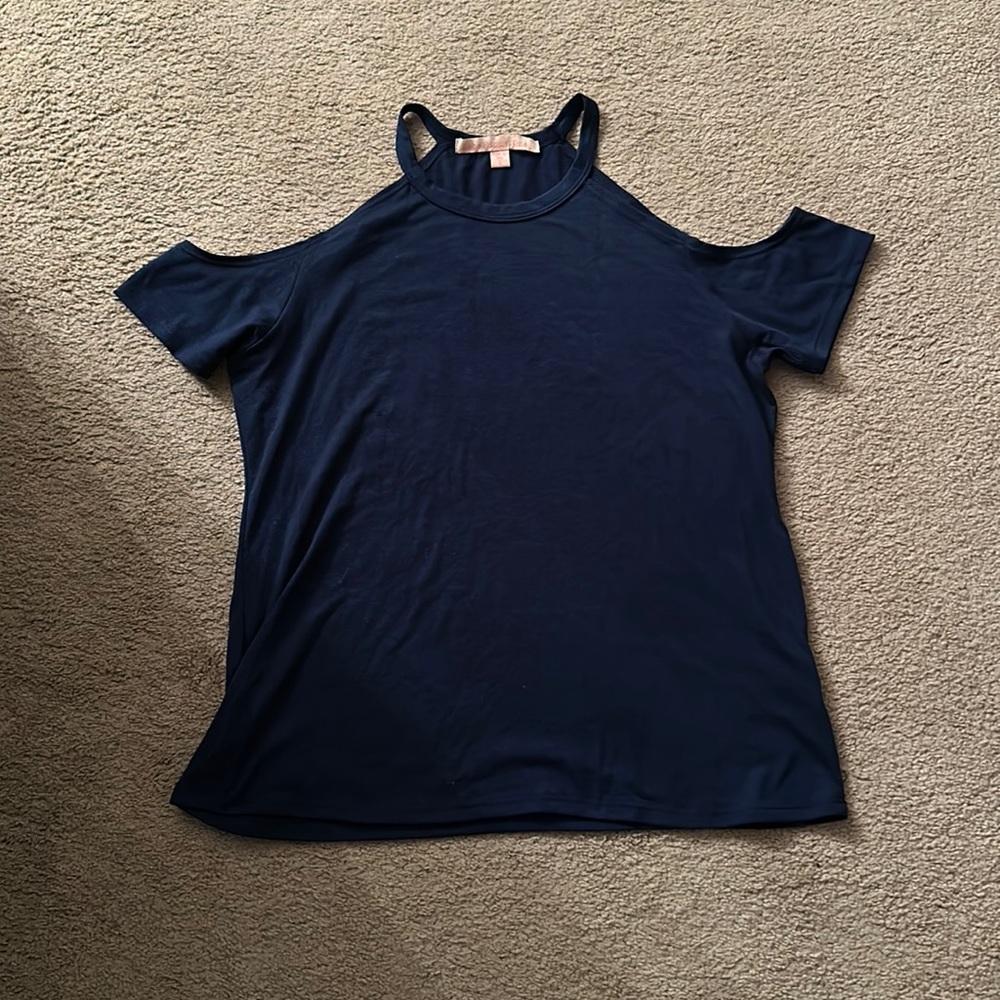 Navy blue cold shoulder top